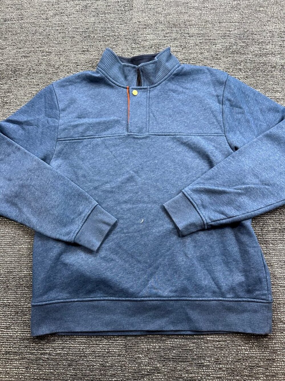Orvis Mens XL Blue Heather Quarter Zip Pullover Sweatshirt Fleece Snap Neck